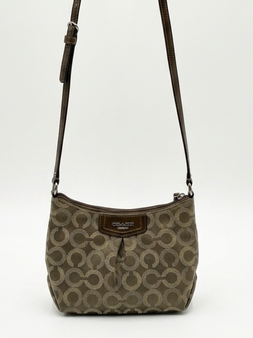 Coach Madison Dotted Op Art Jacquard Small Crossbody Bag Gray 44394 2010s Print